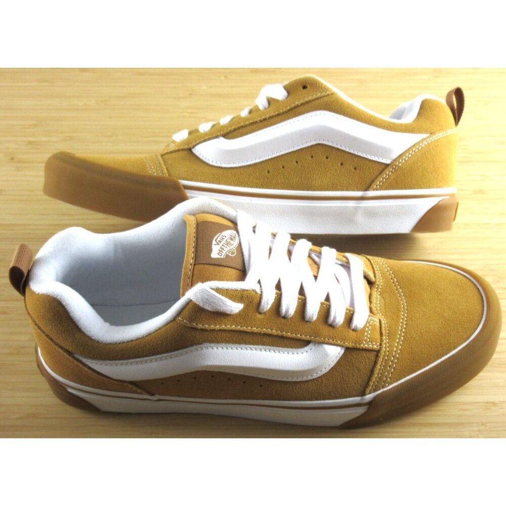 Vans Men's Knu Skool Gum Bumper Honey Yellow Suede Skate Shoes sizes NIB
